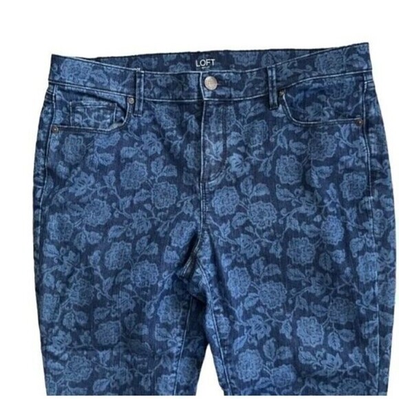 Loft Modern Skinny Floral Denim Jeans Size 14 - Picture 2 of 5